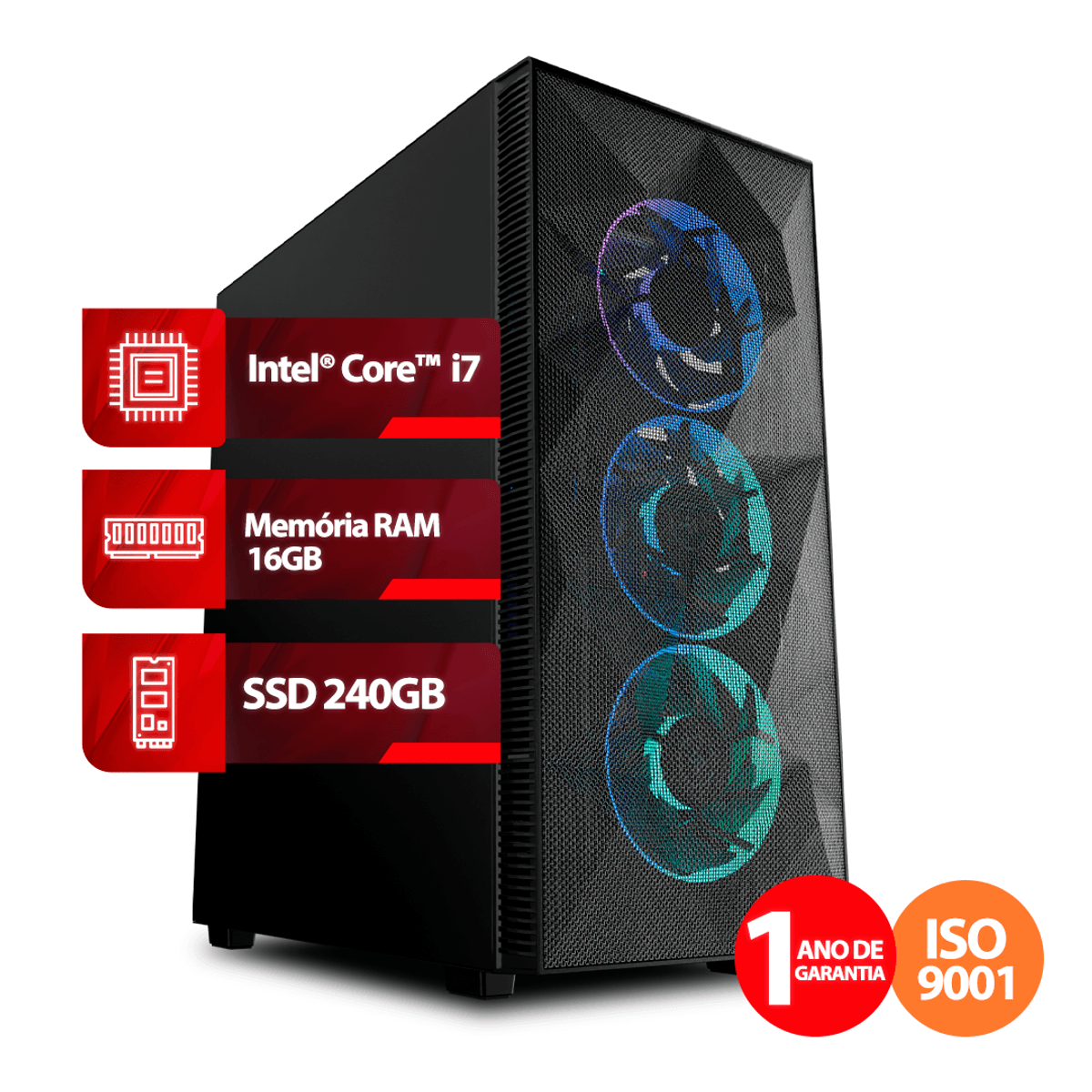 PC Gamer Intel® Core™ i7 4ª Geração, RAM 16GB, SSD 240GB, Linux | Goldentec