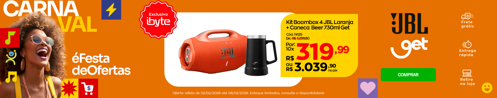 Boombox Laranja - Destaque