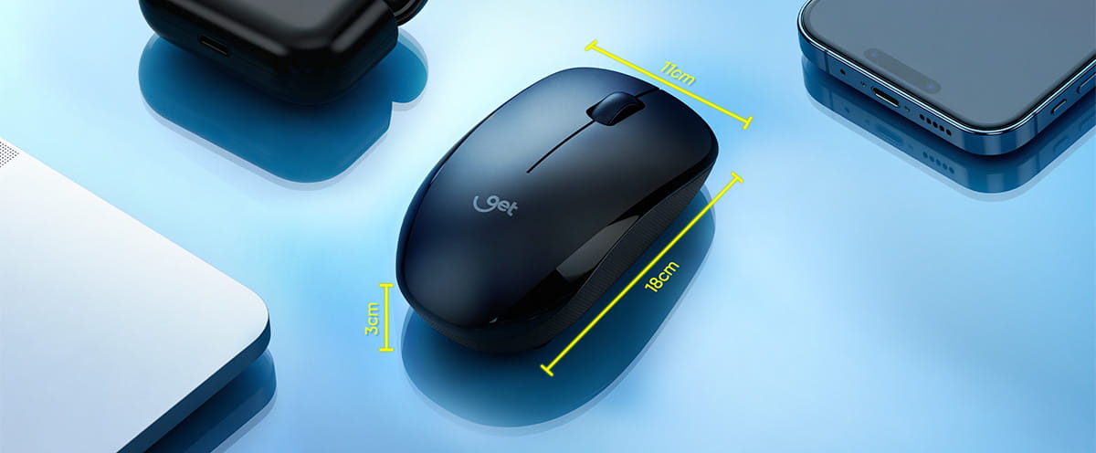 Mouse Sem Fio USB Get Compact Recarregável Preto