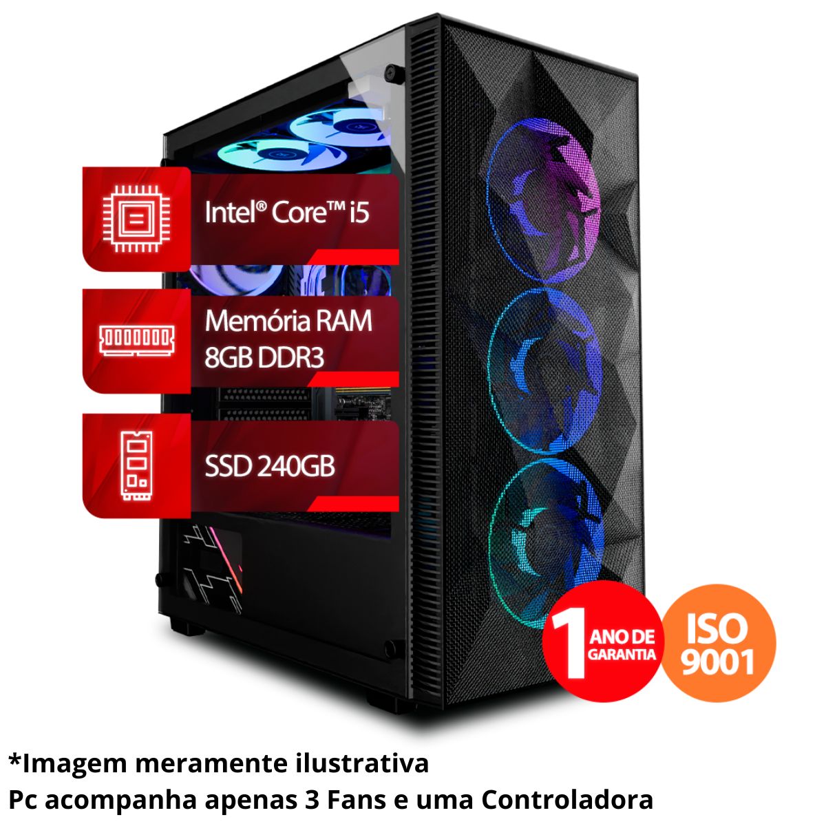 PC Gamer Intel® Core™ I5 de 4ª Geração, RAM de 8GB, SSD de 240GB, Linux | OX