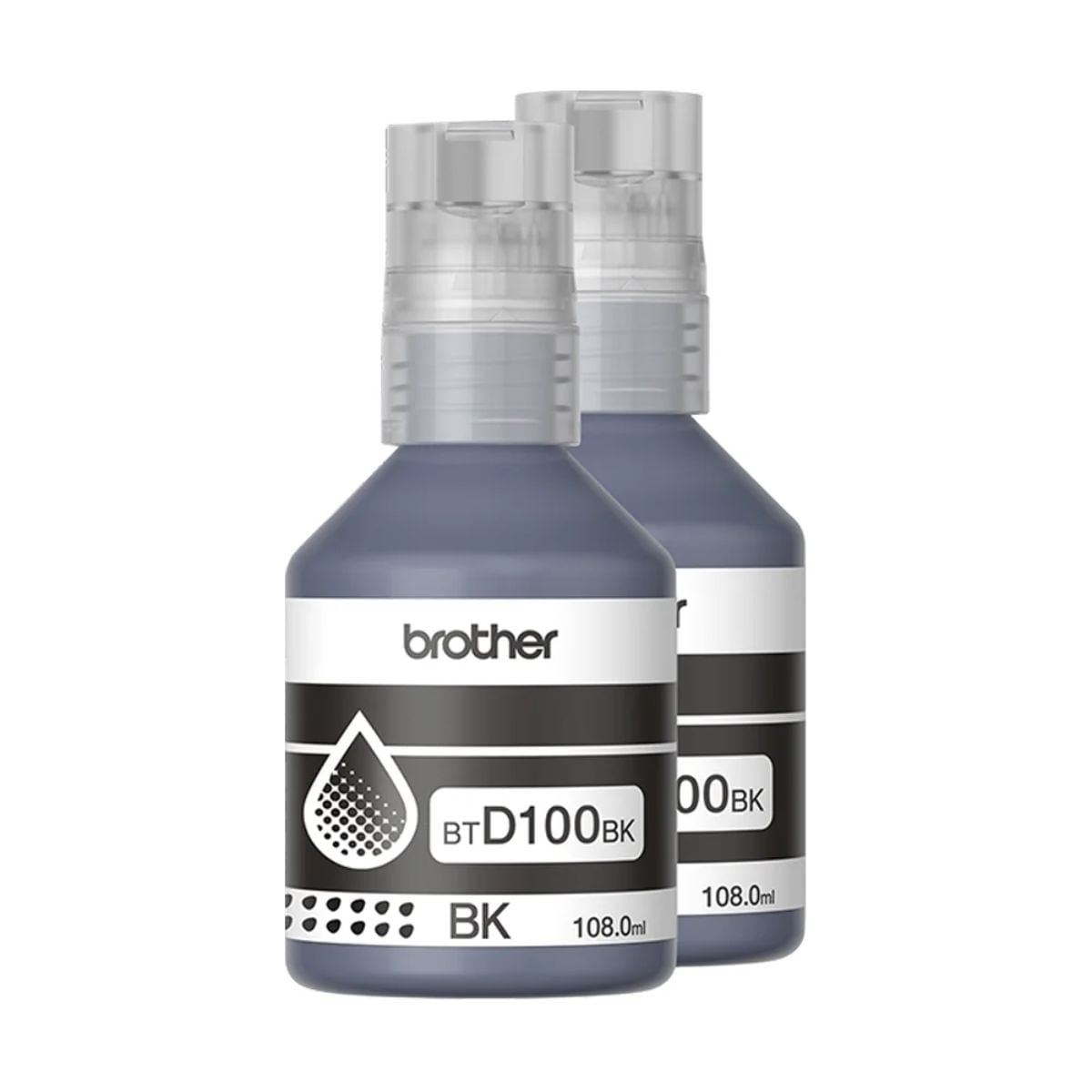 Kit Refil de Tinta Brother, com 2 Garrafas de Tinta Preta BT100BK - BTD1002PK
