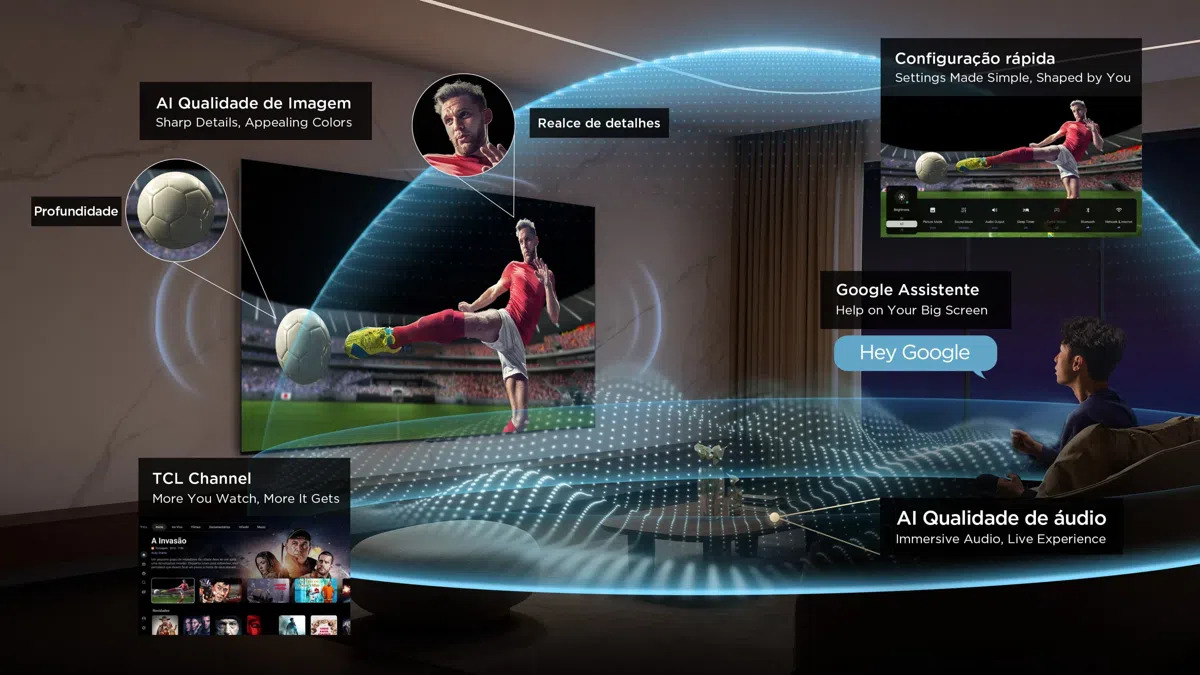 Imagem da Smart TV TCL 85 Polegadas QLED 4K Bluetooth Wi-Fi HDR10 85P7L