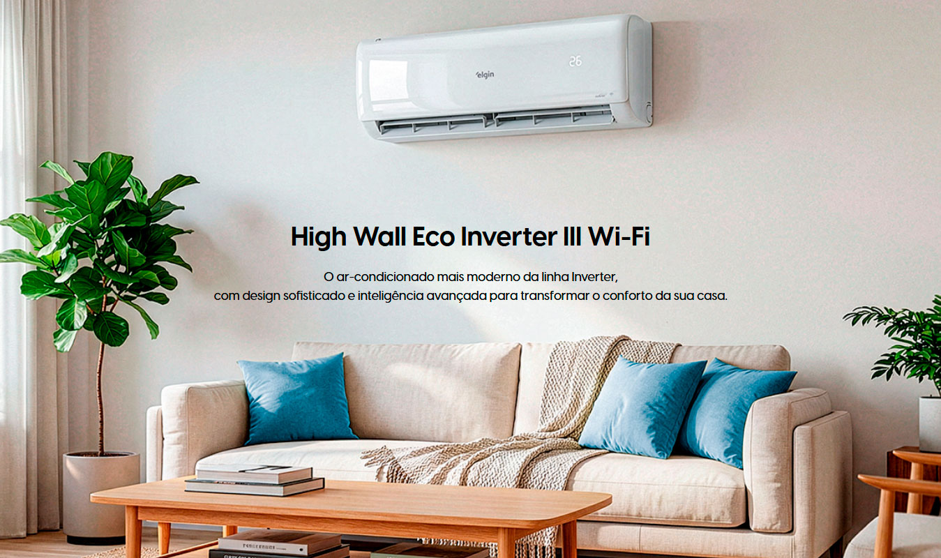 Ar Condicionado Eco Inverter 3 12000 Btus Elgin Wi-Fi Frio 220V