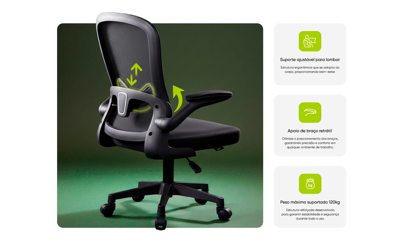 Cadeira Office Get Smart Pro com Ajuste de Altura
