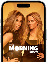 iPhone 15 com Apple TV Plus mostrando a série The Morning Show