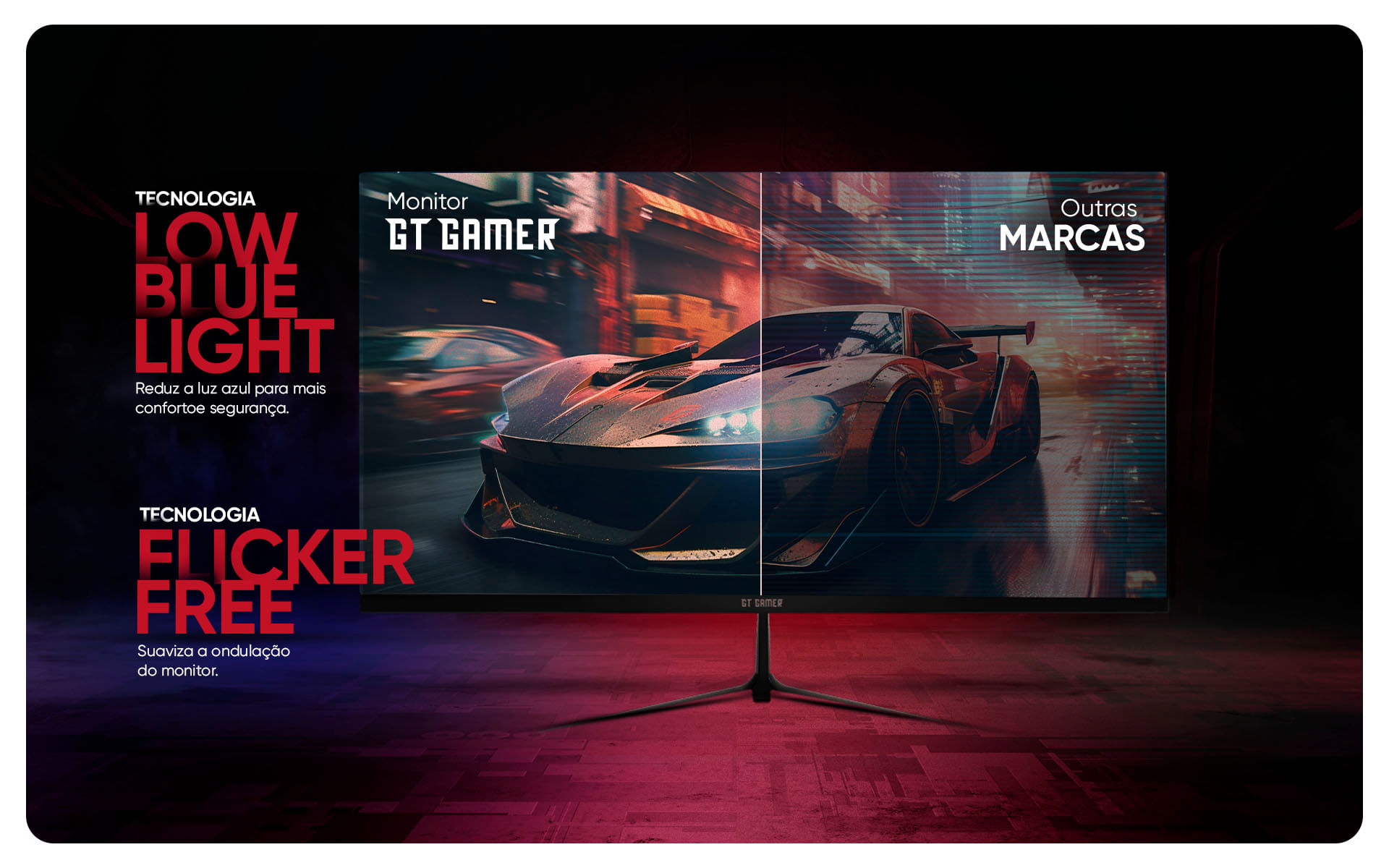 Monitor Gamer 27 GT Gamer IPS Flat Full HD 144Hz 1ms, HDMI, DisplayPort, FreeSync, FlickerFree