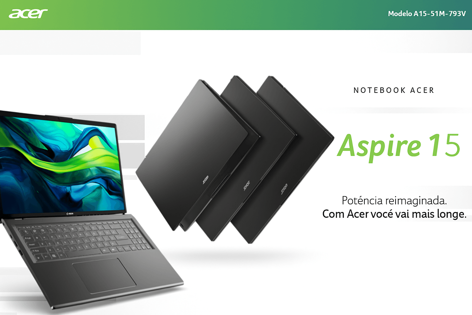 Notebook Acer Aspire 15 A15-51M-793V, Intel® Core™ i7-13620H, 13º Geração, 8GB, 512GB SSD