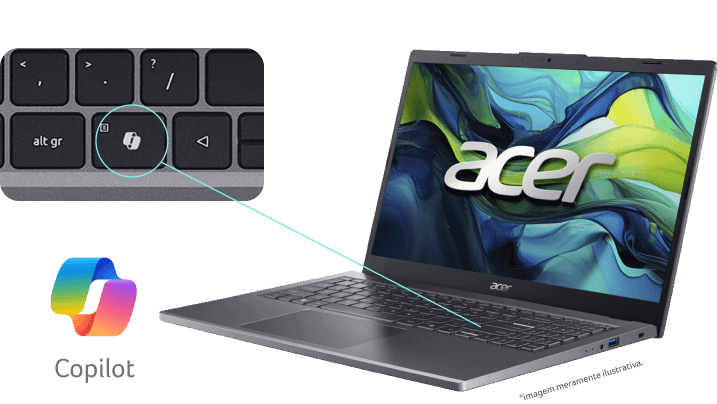 Notebook Acer Aspire 15 A15-51M-793V, Intel® Core™ i7-13620H, 13º Geração, 8GB, 512GB SSD